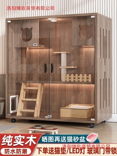 Cat Villa Solid Wood Cat Cage Home Indoor Extra Large Free Space Cat House Cat Cabinet Cat Nest Cat House Cat House