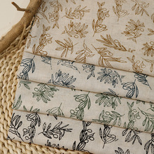 夏季亚麻粘植物叶子印花服装面料 波西米亚风麻棉薄款女装印花布