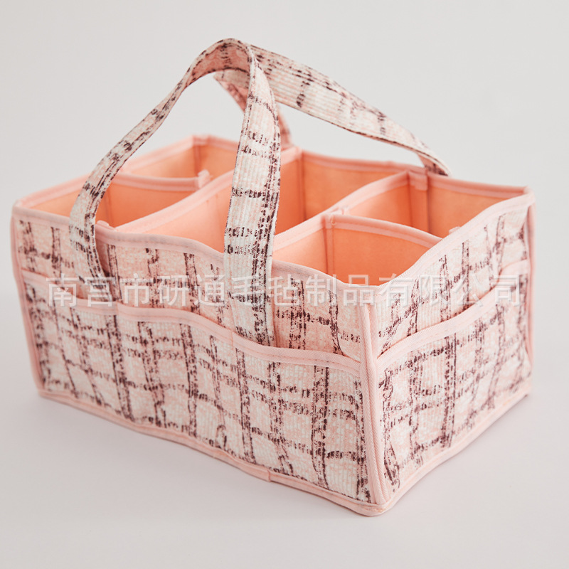 핑크 체크무늬 [펠트칸막이] 38*25*18cm