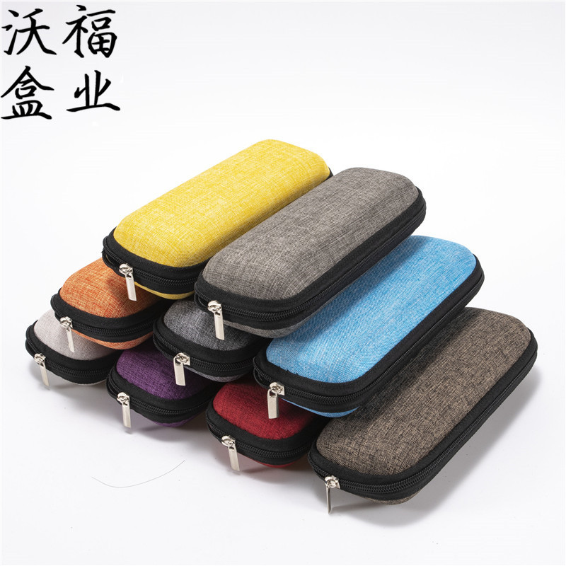 fashion Linen student myopia glasses case eva Zipper bag Presbyopia glasses square zipper Box logo