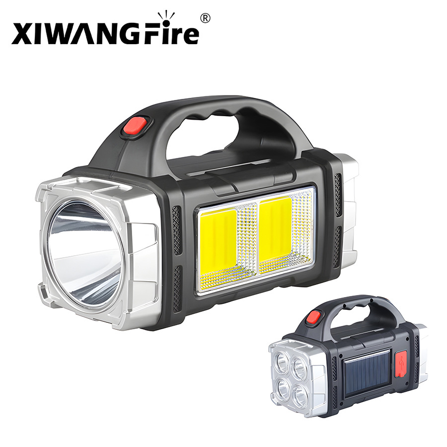 Luz solar al aire libre transfronteriza reflector portátil de luz LED de carga Luz portátil USB de doble fuente de luz Luz de emergencia portátil