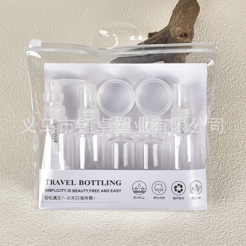 Traje de botella de plástico traje de viaje en stock descuento 60ML botella de cuidado de la piel lavado traje de baño portátil
