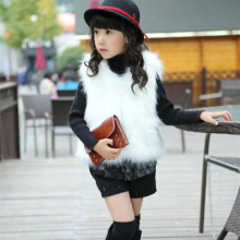 外贸秋冬儿童皮草马甲男女宝宝仿狐狸毛马夹加棉加厚毛毛背心外套