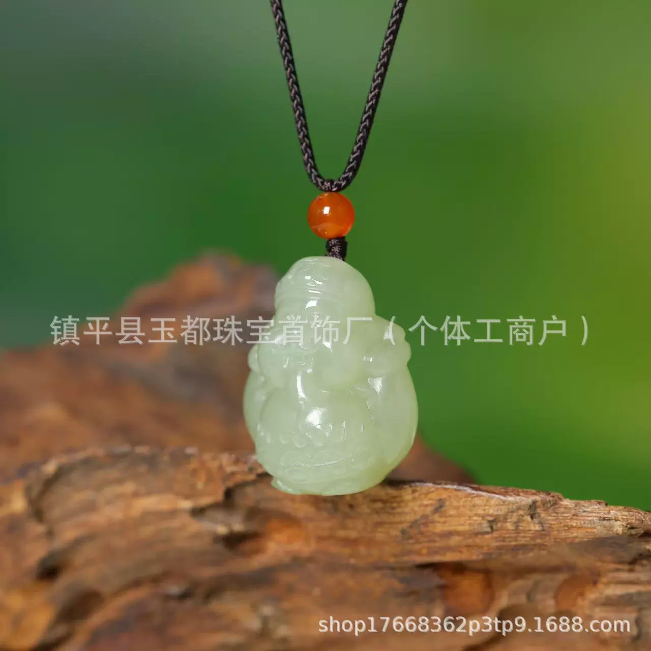天然和田玉青海料小财神吊坠正品玉招财玉坠男女款项链挂坠配证书
