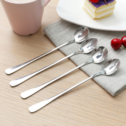 Long handle spoon thickened stainless steel seasoning spoon mixing spoon ice spoon milk tea dessert coffee spoon commercial seasoning spoon