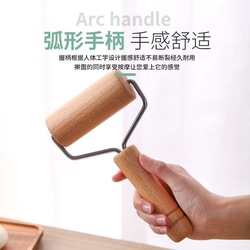 En stock rolling pin artefacto de cuero rodillo de una sola mano de madera maciza rodillo de ahorro de mano de obra al vapor bollo relleno dumpling piel image 4