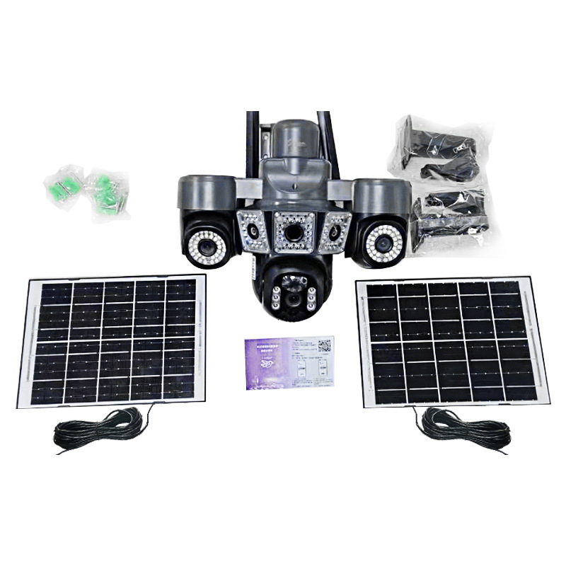 Cámara Inteligente Solar de Doble Panel 360° 4G Visión Nocturna a Todo Color Control Remoto para Exteriores y Hogar