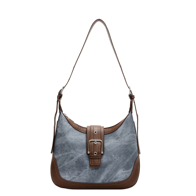 Bolso de tendencia de color contrastante para mujeres 2025, nuevo estilo versátil bolso de hombro retro estilo extranjero, alta sensación de mochila