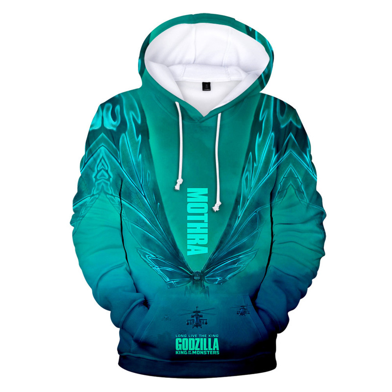 2021 Cross-border New Godzilla 2: Monster-Godzilla Peripheral Digital Printing Hooded Clothes for Men and Women
