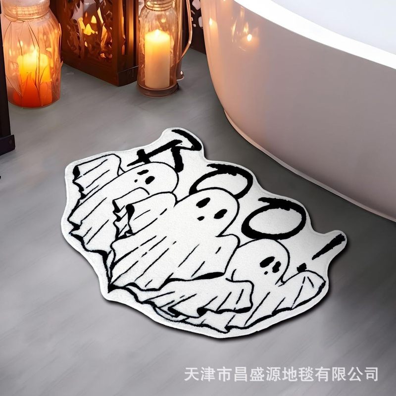 跨境异形万圣节仿羊绒地垫客厅卧室装饰垫卫浴吸水防滑易打理门垫|undefined