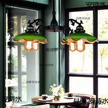 民国风复古老上海餐厅吧台客厅卧室咖啡馆绿色玻璃多头吊灯