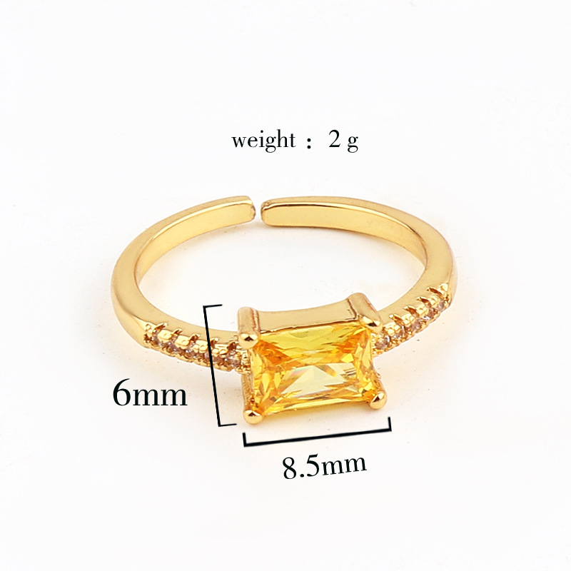 Fashion Square Copper Open Ring Inlay Zircon Copper Rings