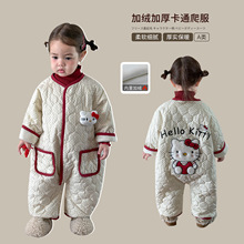 蔗梨童装婴儿衣服连体衣秋冬2025新款加绒加厚儿童a类女宝宝爬服