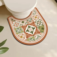 Toilet U-shaped mat, sink non-slip mat, bathroom anti-slip mat, diatomaceous earth water-absorbent mat, French-style medieval foot mat, bathroom rug