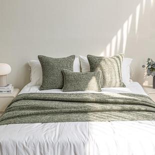 Modern Simple Silent Style Gray Green Texture High-end Hotel Homestay Bed Pillow Cushion Blanket Bed End Towel