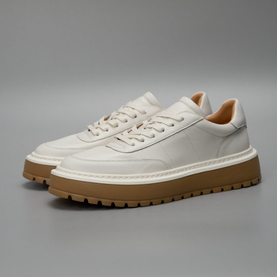 European station 2024 new high-end feeling thick bottom low-top leather fashion comfortable all-match trend casual leather shoes