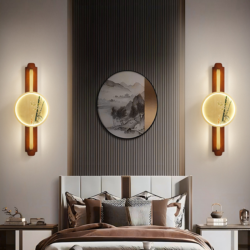 Luz de pared del dormitorio nuevo estilo chino lujoso ambiente moderno y minimalista sala de estar escalera pasillo lámpara de cabecera de cama 523L