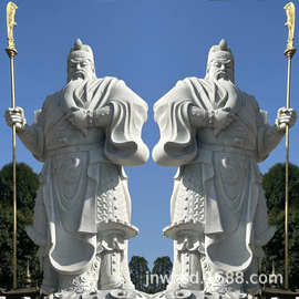 石雕人物雕塑定制 石制关公读书像图片 石质关羽拿刀雕像价钱