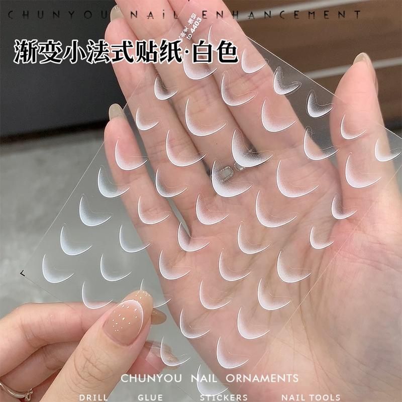 Nuevas pegatinas de gradiente pequeñas pegatinas francesas de uñas de luna media luna pegatinas francesas pegatinas negras, blancas y rojas pegatinas francesas de uñas