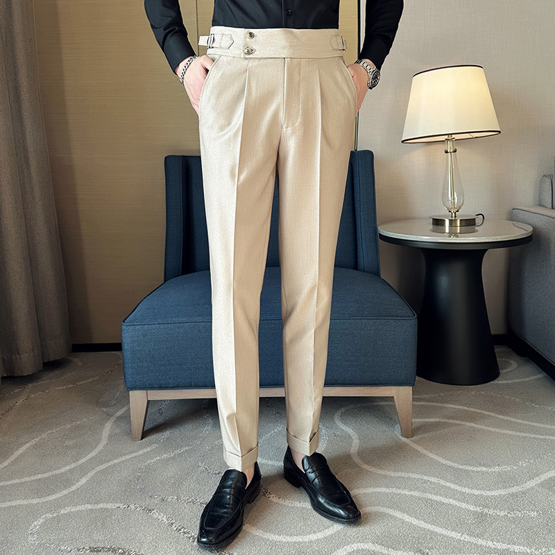 Pantalones de Vestir para Hombre, Estilo Británico Nápoles, Corte Slim Fit, Ajustados, Casuales de Negocios, Primavera 2025 image 2