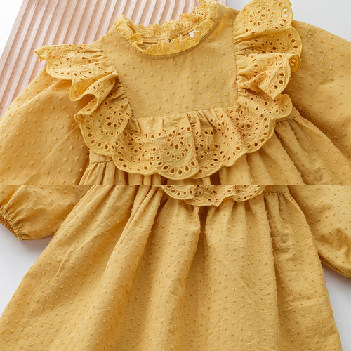Girls Dress Spring and Autumn 2024 New Korean Style Baby Girl Mid-Length Long Sleeve Princess Dress Western Style Children's Clothing