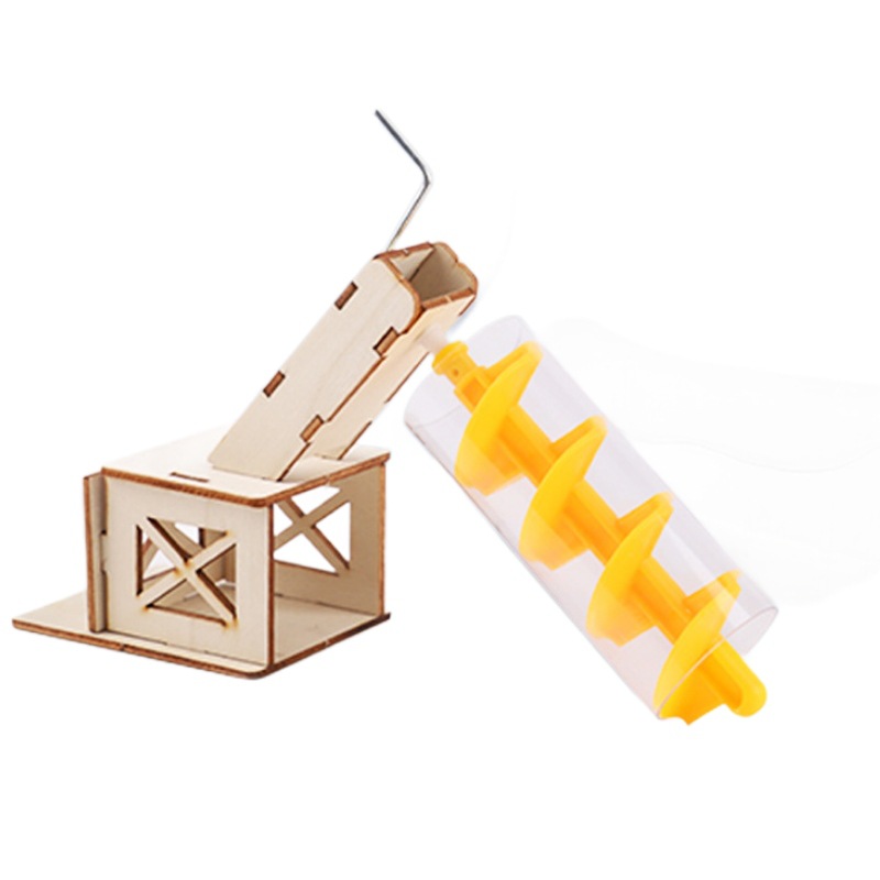 儿童科学手工手摇循环水车阿基米德取水器模型螺旋提水器教具