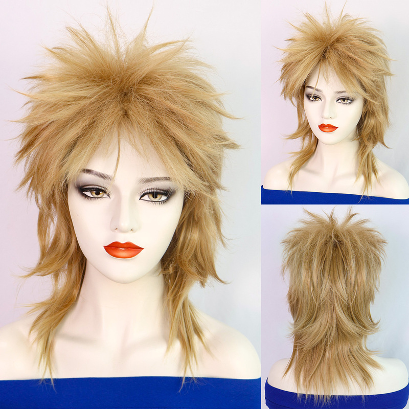 European and American Ladies Blonde Rock Man Mullet Wig Charm Punk Rock Rock Star Cosplay Wig