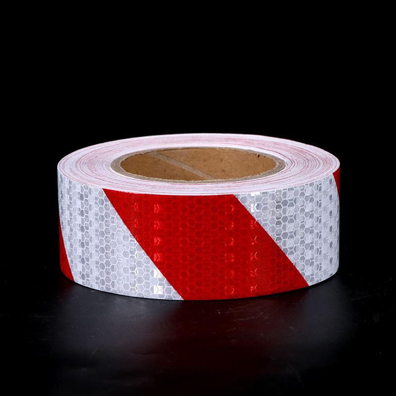 Rojo y blanco de la etiqueta reflectante de la cinta de advertencia señal tráfico seguridad celosía etiqueta engomada del coche etiqueta luminosa película