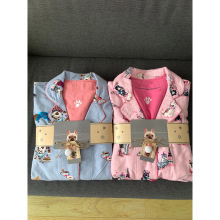 韩版卡通印花长袖睡衣女春秋款2024年新款高级开衫长裤家居服套装