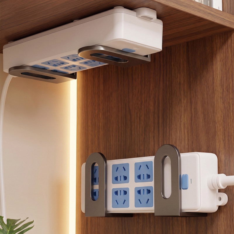 Wall-mounted power strip holder, no-drill required, for organizing power strips, routers, Wi-Fi cables, and wires on the wall Wall-mounted power strip holder, no-drill required, for organizing power strips, routers, Wi-Fi cables, and wires on the wall