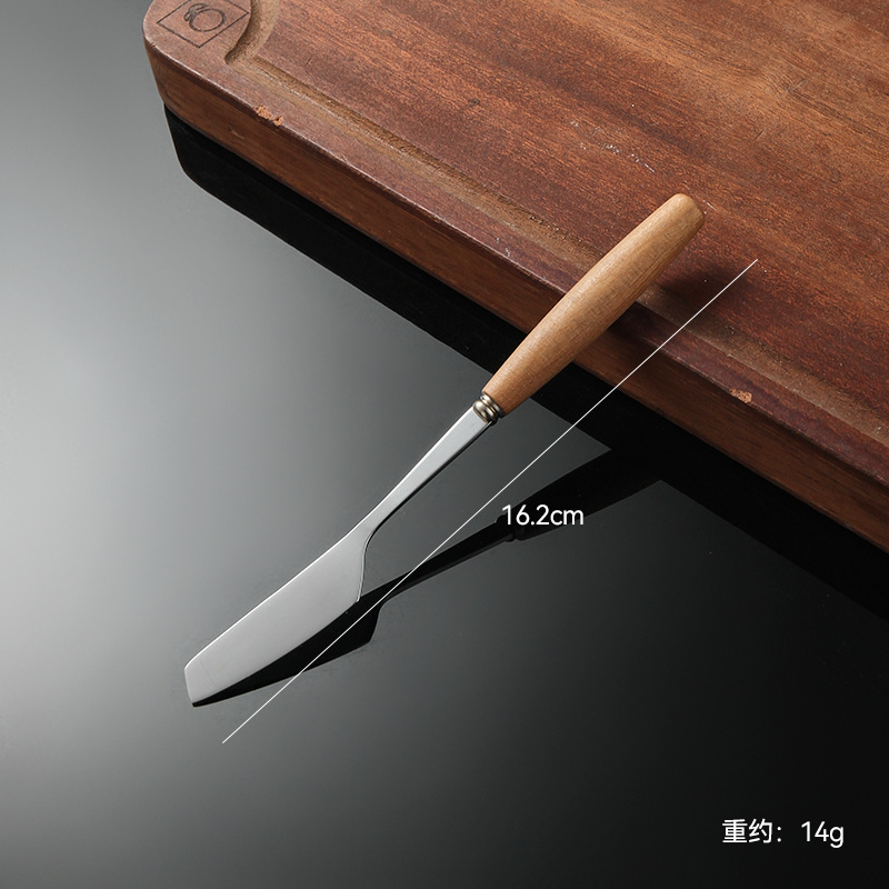 Madera de haya, alas de pollo, mango de madera, cuchillo y tenedor de acero inoxidable doméstico, cubiertos, cuchillo y tenedor de carne brillante, cuchara de carne occidental