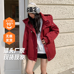 2025冬季新款平湖羽绒服女中长款户外休闲工装派克服洋气韩版加厚