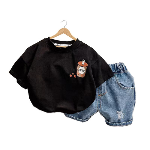Boys summer suit  new fashionable baby summer short-sleeved clothes children's handsome children's clothing one piece drop shipping