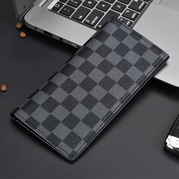 Spot wholesale fashion Plaid men's wallet light business mid-length clutch large capacity multi-card coin purse