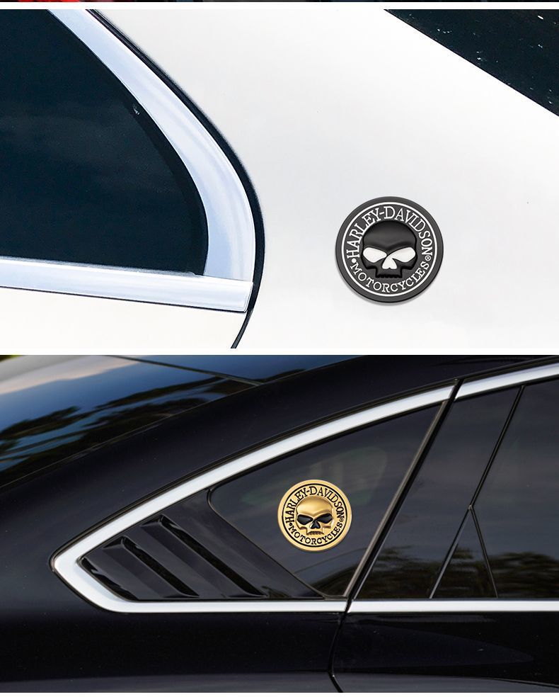 Metal skull round skull motorcycle emblem Harley skull motorcycle sticker motorcycle fuel tank cap sticker front emblem side emblem tail emblem