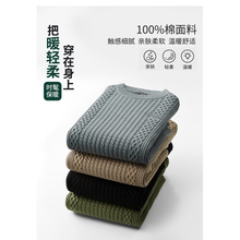 2025新款纯棉毛衣男士冬季加厚保暖宽松打底针织衫圆