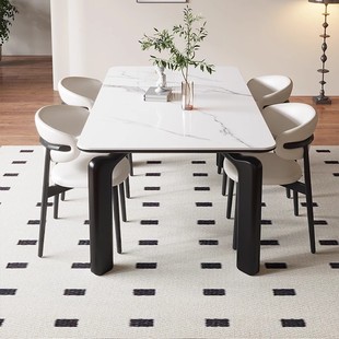 Nordic Style Black Slate Dining Table Elephant Home Small Apartment Rectangular Retro Modern Simple Slate Table and Chairs