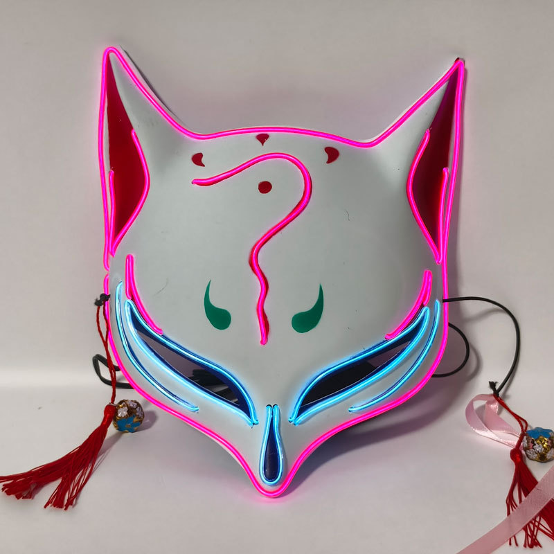 thumbnail image 1 of Disfraces de Halloween 2024 Halloween LED zorro Onmyoji Carnaval Noche Fantasma Máscara de escenario Máscara brillante intermitente Celebridad de Internet Fox Props, 1 of 4