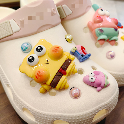 New three-dimensional ocean baby pie star luminous clogs shoe flower accessories imitation pearl DIY buckle slippers decoration