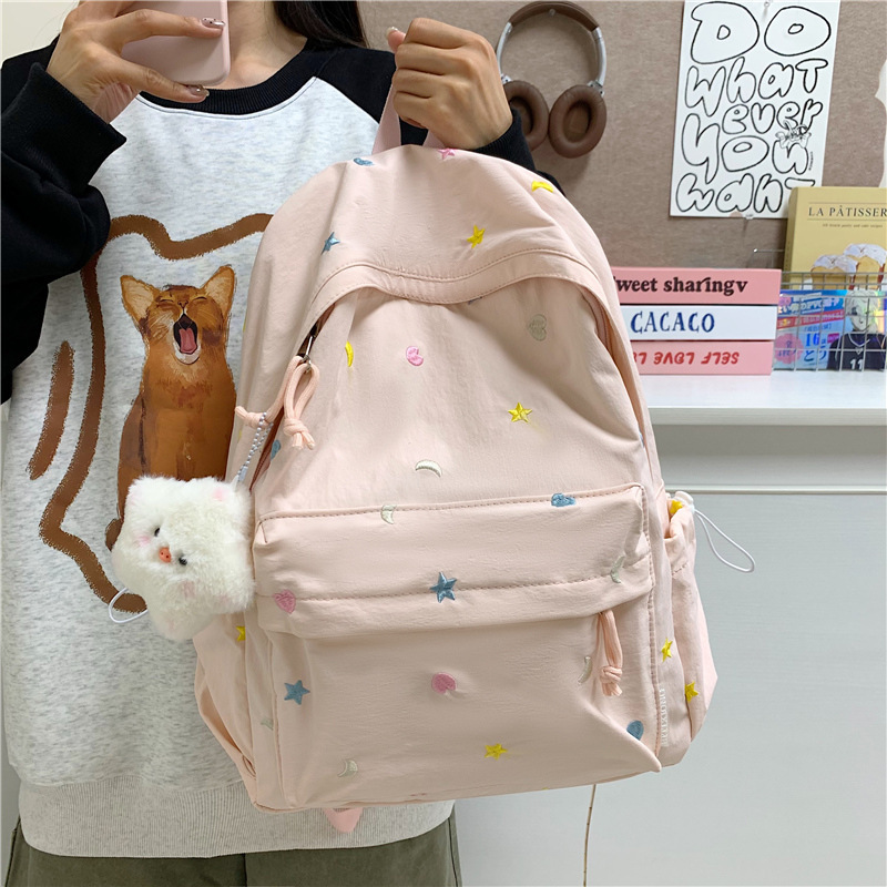甜美小清新软糯少女双肩包初高中大学生轻便护脊书包温柔碎花北化|undefined