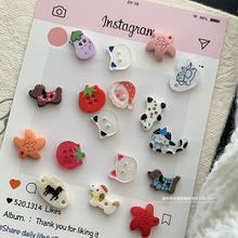 卡通树脂两眼纽扣手作diy茄子星星猫咪头爱心马番茄圣诞开衫扣子