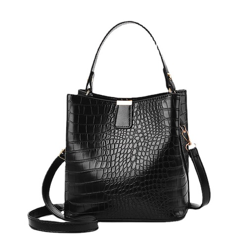 Bag Lady 2024 New Fashion Pressed Flower Crocodile Texture Bucket Bag Quality Stylish Single Shoulder Handbag Dropshipping One Piece