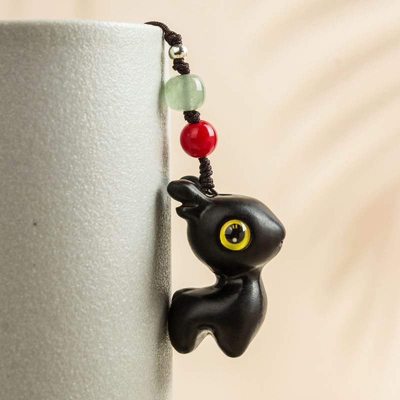 Portachiavi a forma di cervo in legno di sandalo, catena per auto intrecciata fatta a mano, ciondolo creativo per zaino, per uomini e donne, chiave di celebrità di Internet_voghion.com