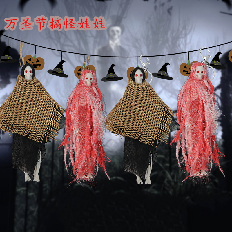 Al por mayor transfronterizo Halloween accesorios de decoración con sombrero esqueleto colgando fantasmas sala de terror fiestas accesorios de hechicería colgante