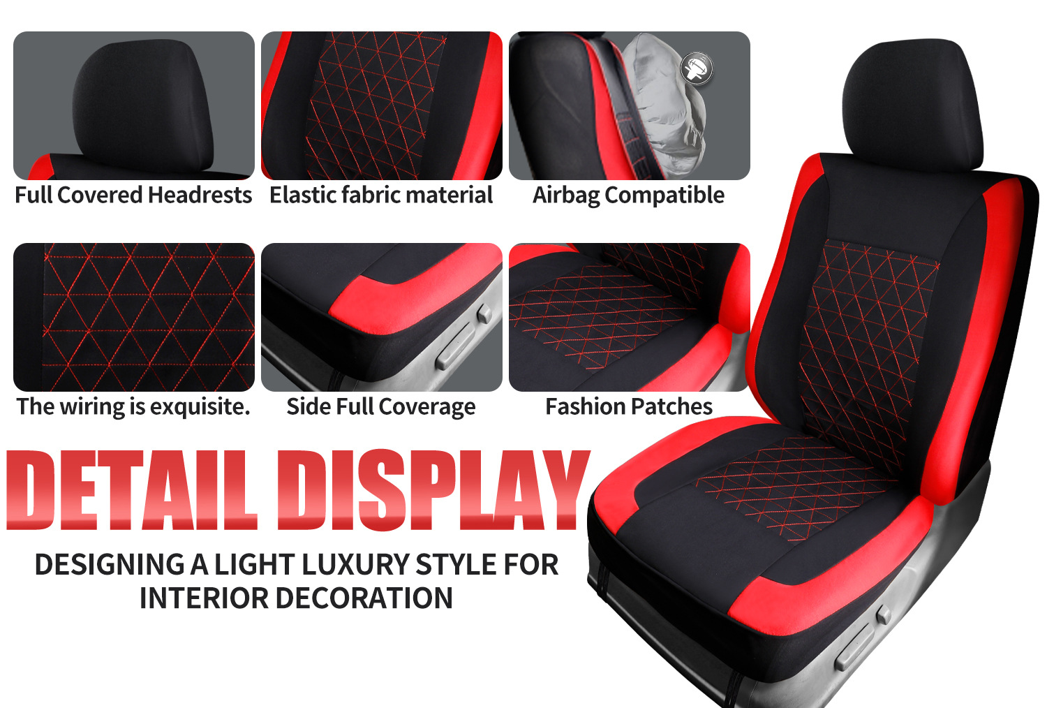 25 New Diamond-Shaped Cloth Car Seat Covers Quilted Embroidered Leather Artificial Pvc Leather Exported to Europe and the United States Export Wholesale