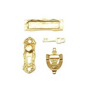 Doll House Dollhouse mini furniture accessories vintage metal door lock mailbox doorbell key miniature model