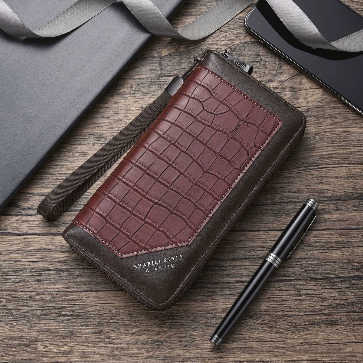 Лидер продаж в Юго-Восточной Азии, мужской кошелек, длинный многофункциональный кошелек большой емкости, встроенная сумка для денег, модный кошелек из искусственной кожи крокодила