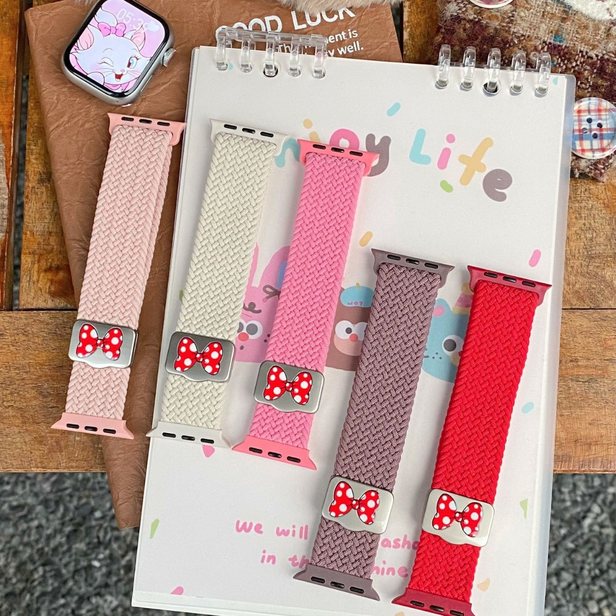 For iwatch s10 watch with woven bow apple watch 1-9 generation magnetic buckle se women