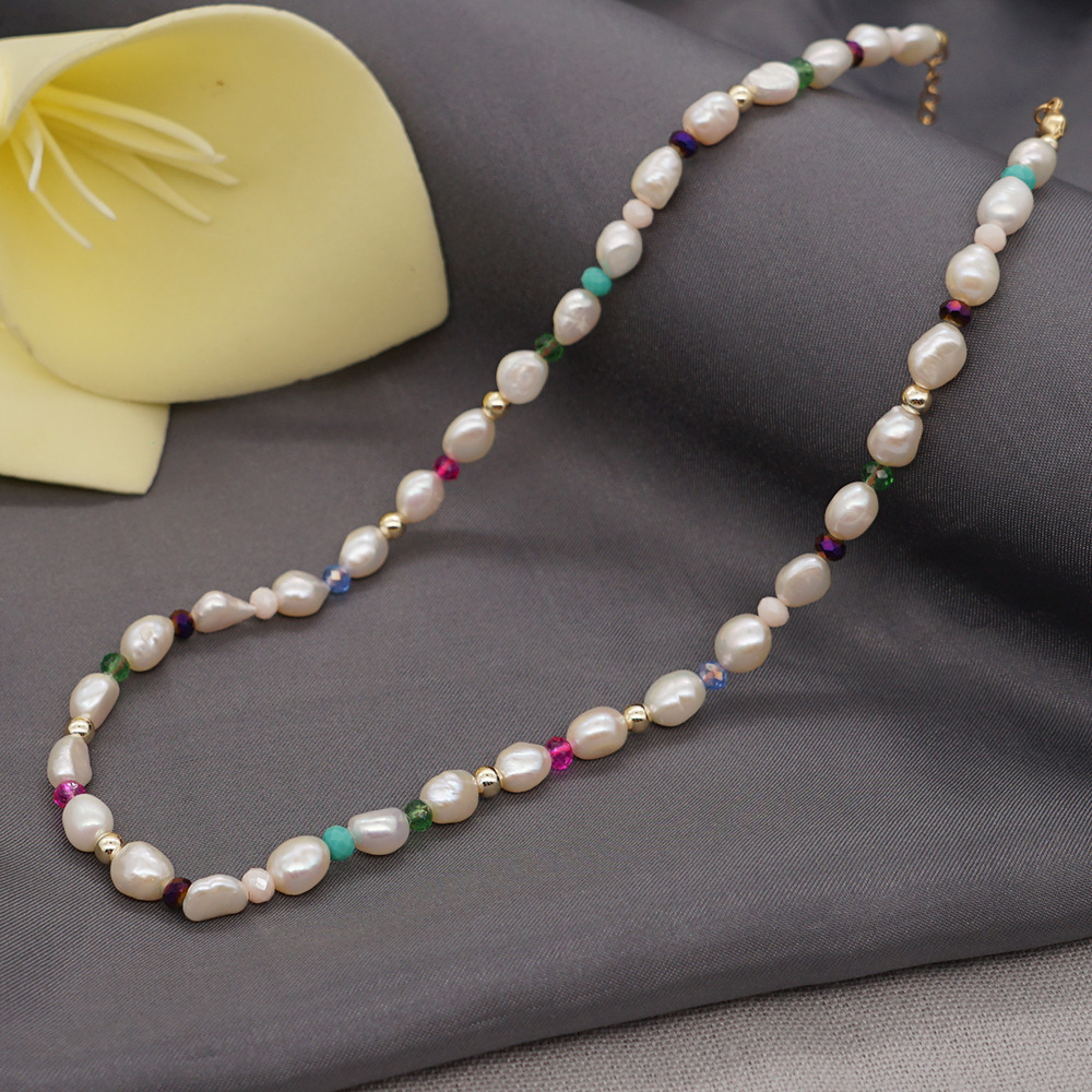 Bohemia Ethnic Handmade Freshwater Pearl Color Bead Necklace
