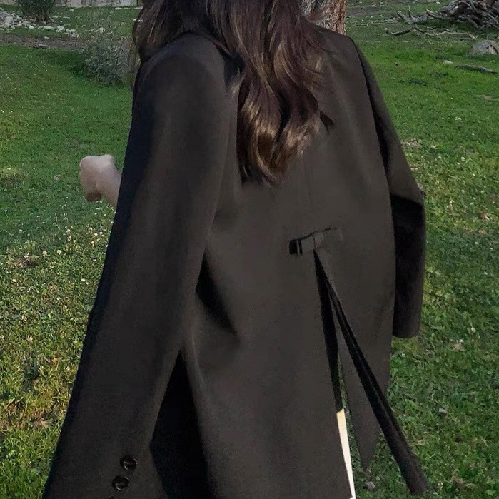 Black Blazer for Women 2026 Spring New Design with Bow Tie, Versatile and Slimming